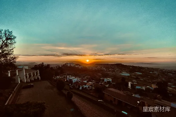 高清摄影 小城夕阳西下