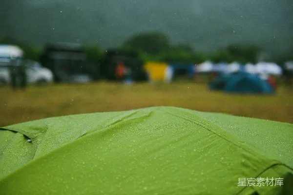高清摄影 田野中一个绿色雨伞的特写
