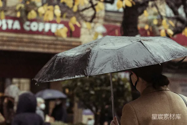 高清摄影 穿着棕色风衣的人拿着雨伞在白天走在人行道上