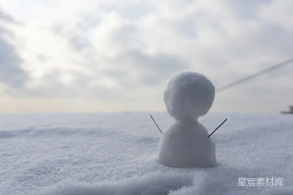 高清摄影 雪人站在一片雪花的正中央。