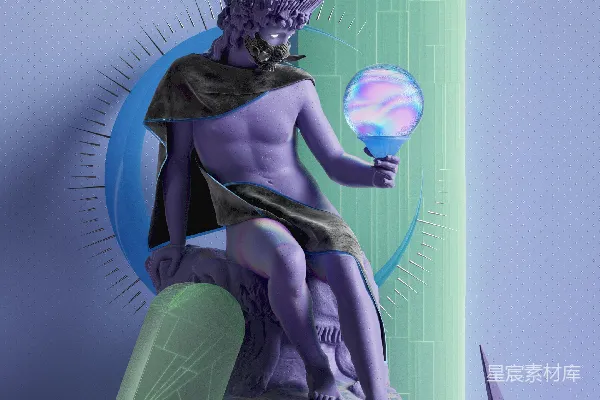 高清摄影 一个手持球和盾牌的人的雕像