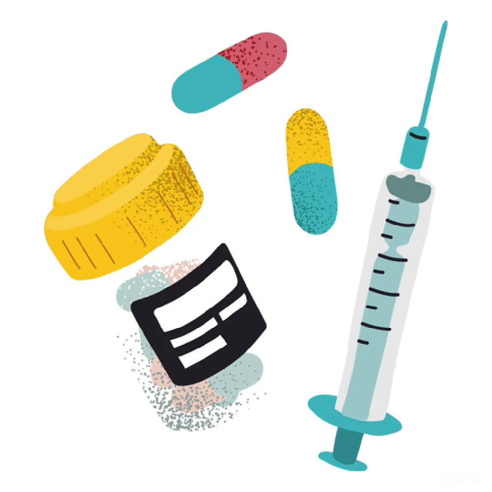 元素素材 药物 医疗 健康 药物与注射器插图