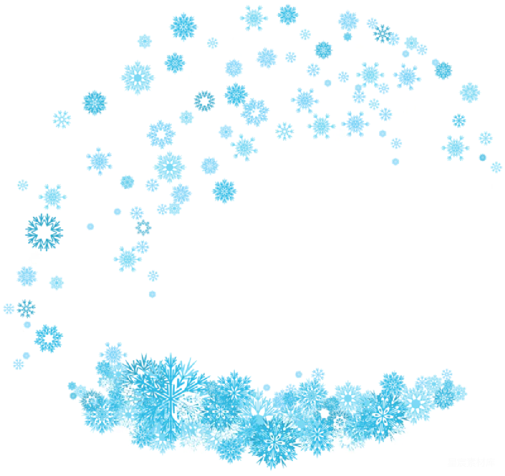 元素素材 冬季 边框 插图 雪花飘落的圆形边框