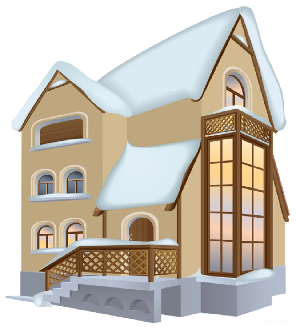 元素素材 雪中的老式建筑