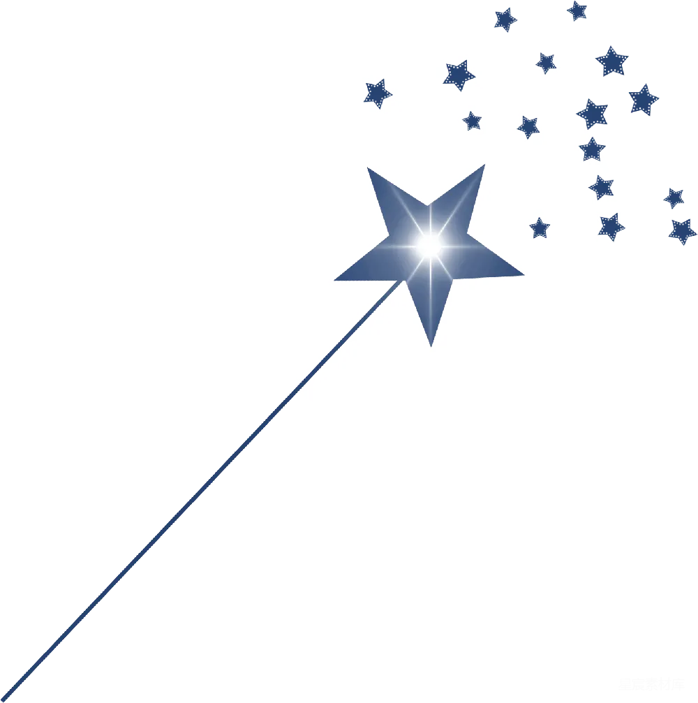 元素素材 魔法 梦幻 节日 闪耀的蓝色星星与魔法棒