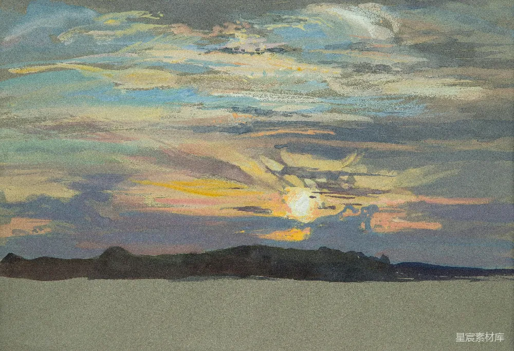 高清摄影  夕阳映照平静的海洋