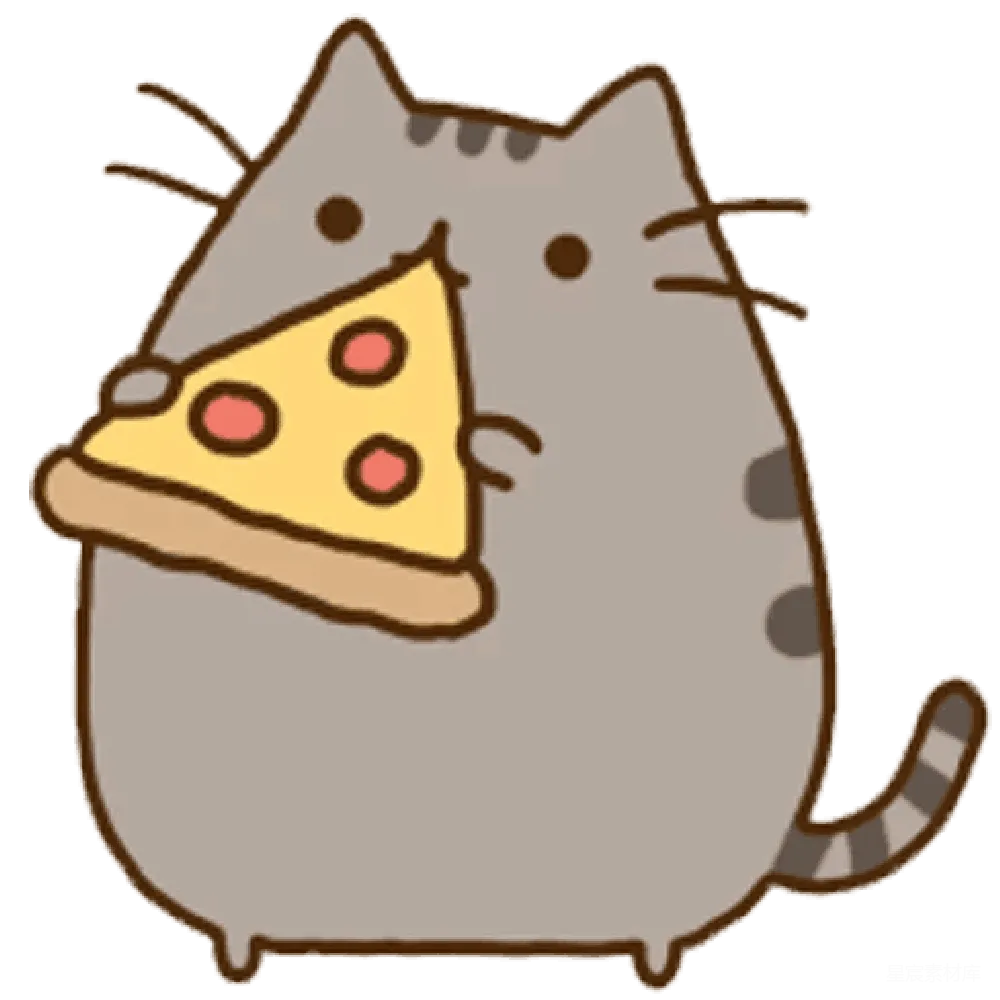 元素素材 卡通 美食 宠物 可爱猫咪吃披萨