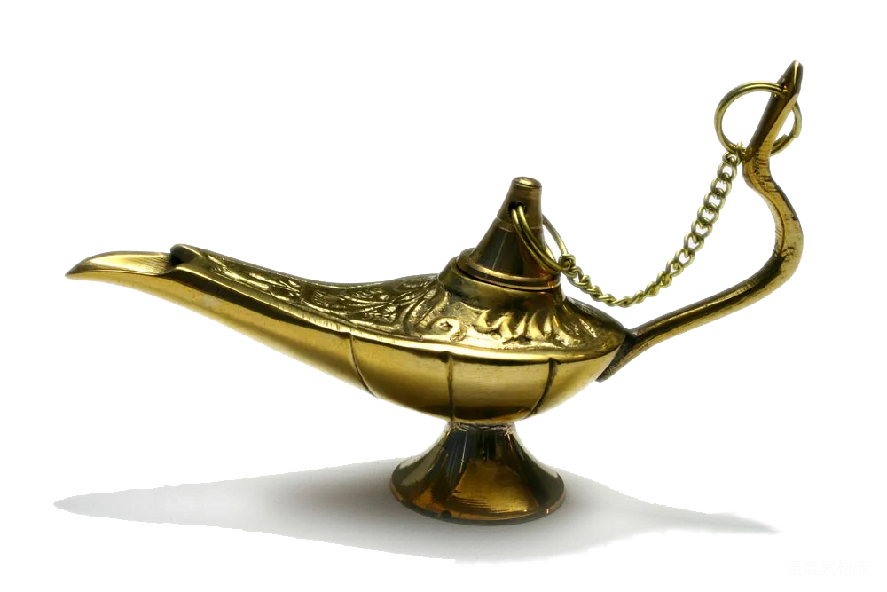 元素素材 魔法 复古 装饰 金色的魔法灯