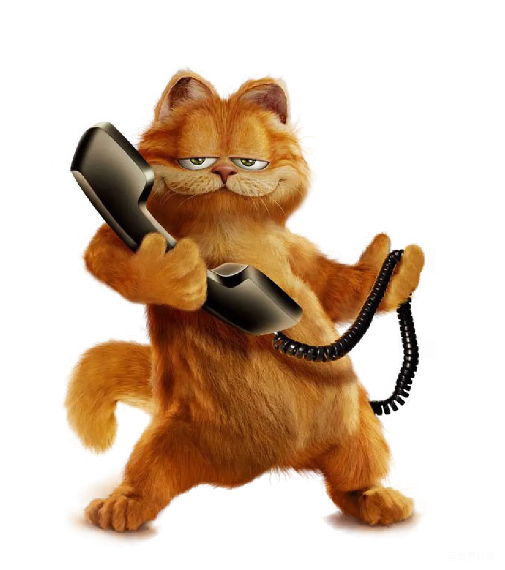 元素素材 动画猫 表情包 搞笑 愤怒的加菲猫打电话