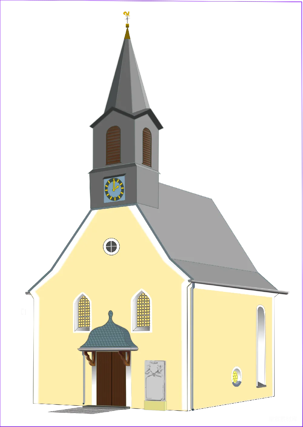 元素素材 教堂 彩色背景 插画 彩色背景下的教堂插图