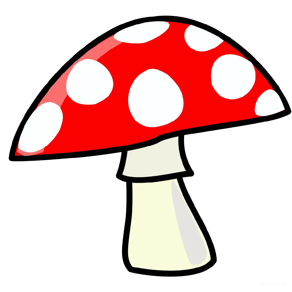 元素素材 蘑菇 卡通 自然 红色斑点蘑菇插图