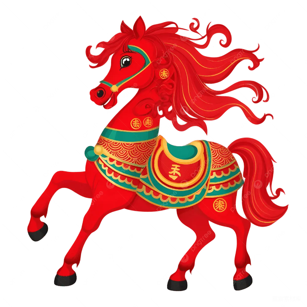 元素素材 中国风 马 装饰 红色中国风马