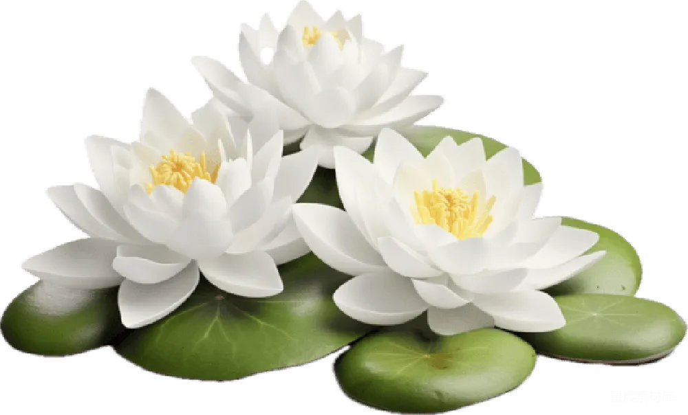 元素素材 莲花 自然 装饰 白色莲花与绿叶