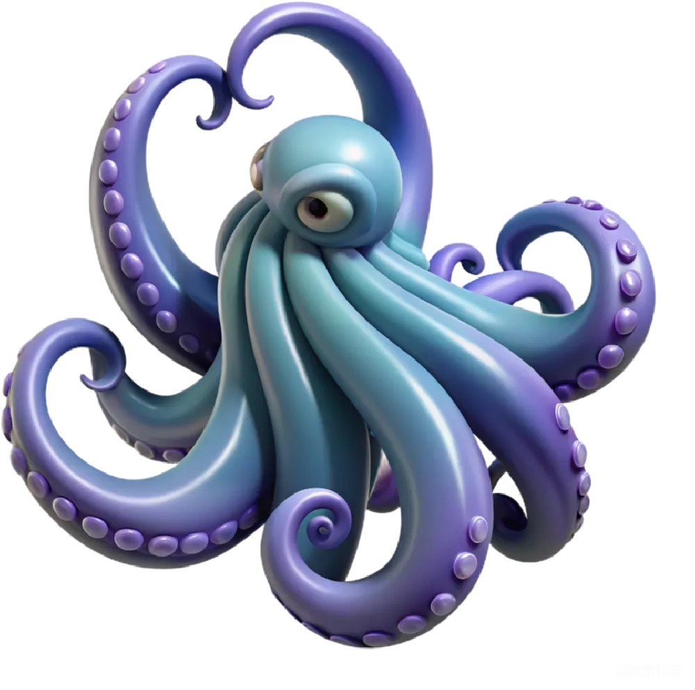元素素材 章鱼 卡通 海洋生物 卡通风格的章鱼插画