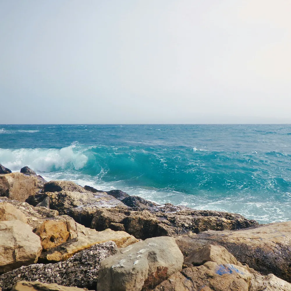 高清摄影 岩石海岸上俯瞰的大海景观