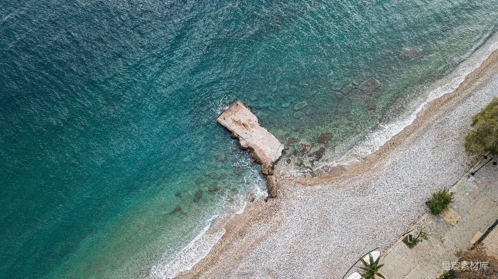 高清摄影 白天海滩的空中俯瞰视角