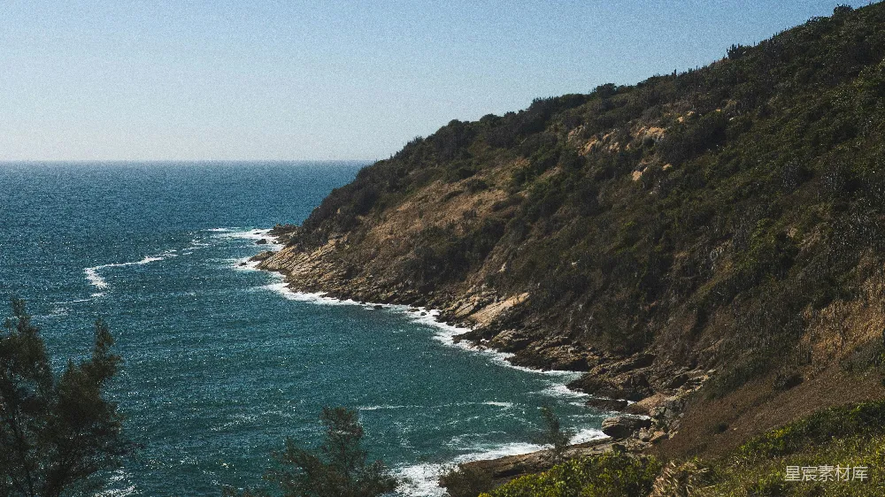 高清摄影  山顶上俯瞰的大海景色