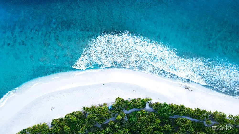 高清摄影 海滩和海洋的空中俯视图