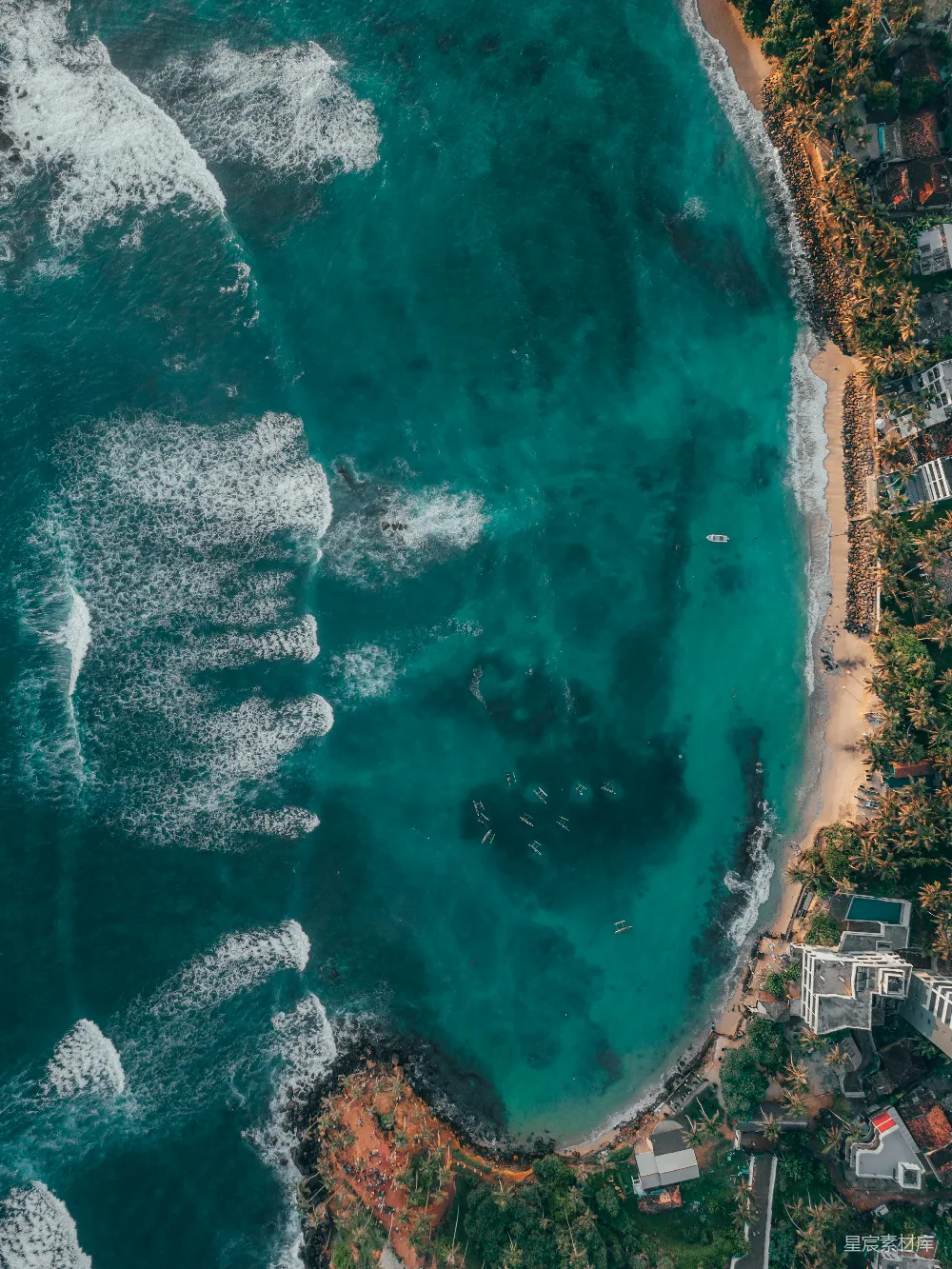 高清摄影 海滩和海洋的空中俯视图