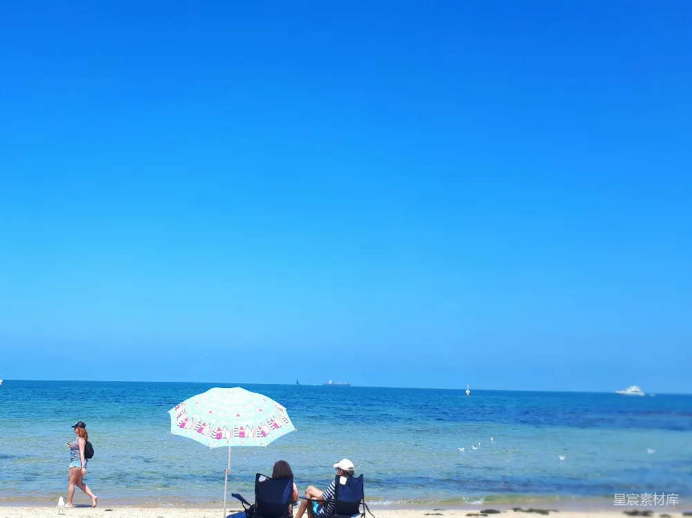 高清摄影 两位妇女在海边白天坐着。