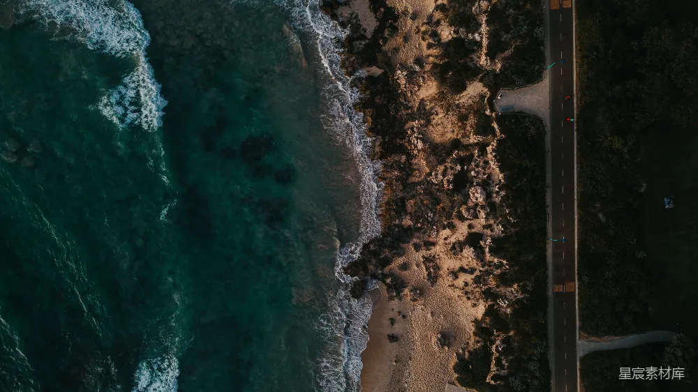 高清摄影 海滩和海洋的空中俯视图