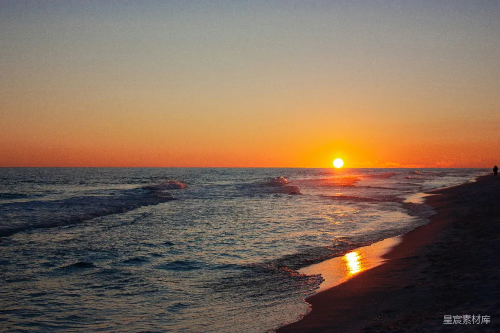 高清摄影 海滩上的夕阳