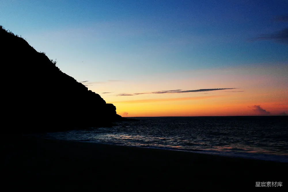 高清摄影 海滩上的夕阳西下