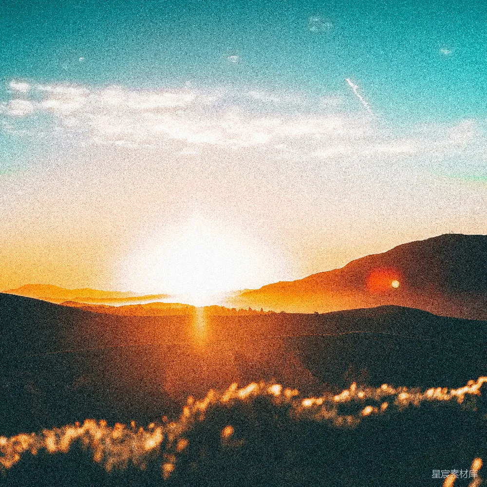高清摄影  地平线上的夕阳