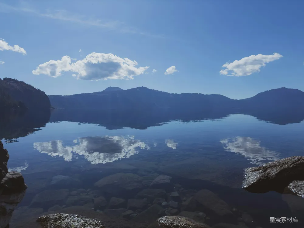 高清摄影  一片被山脉环绕的大片水域