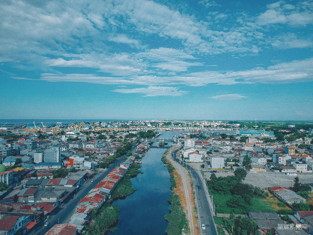 高清摄影 白天的城市与水域