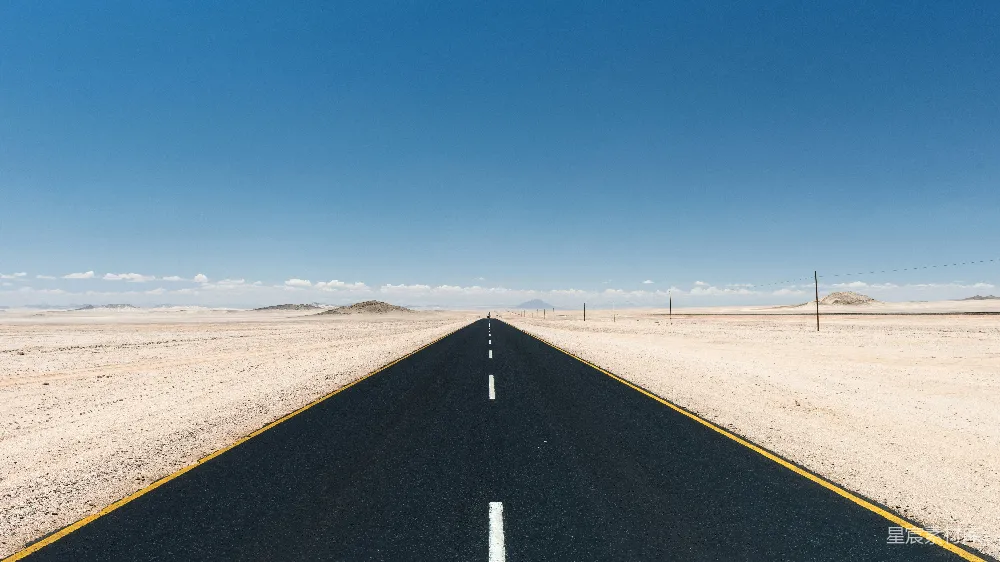 高清摄影 沙漠中一条空旷的道路