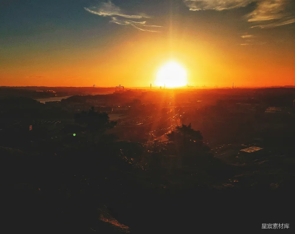 高清摄影 森林中的夕阳落下