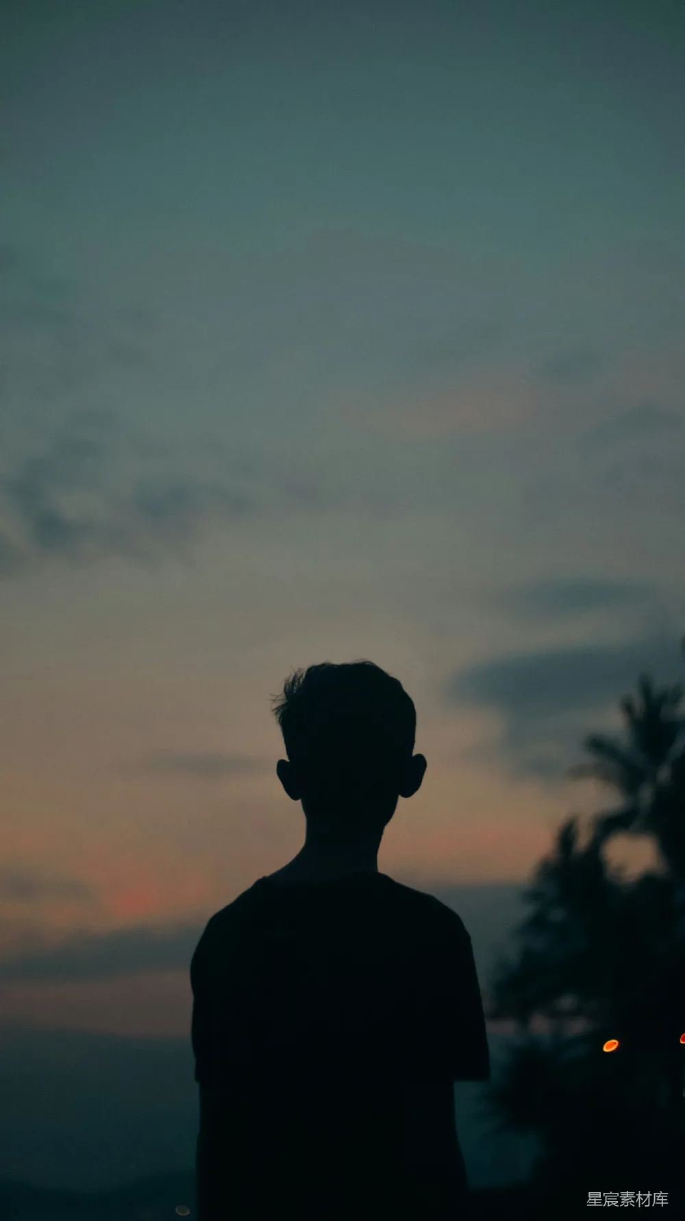 高清摄影 夕阳下站立的人的轮廓