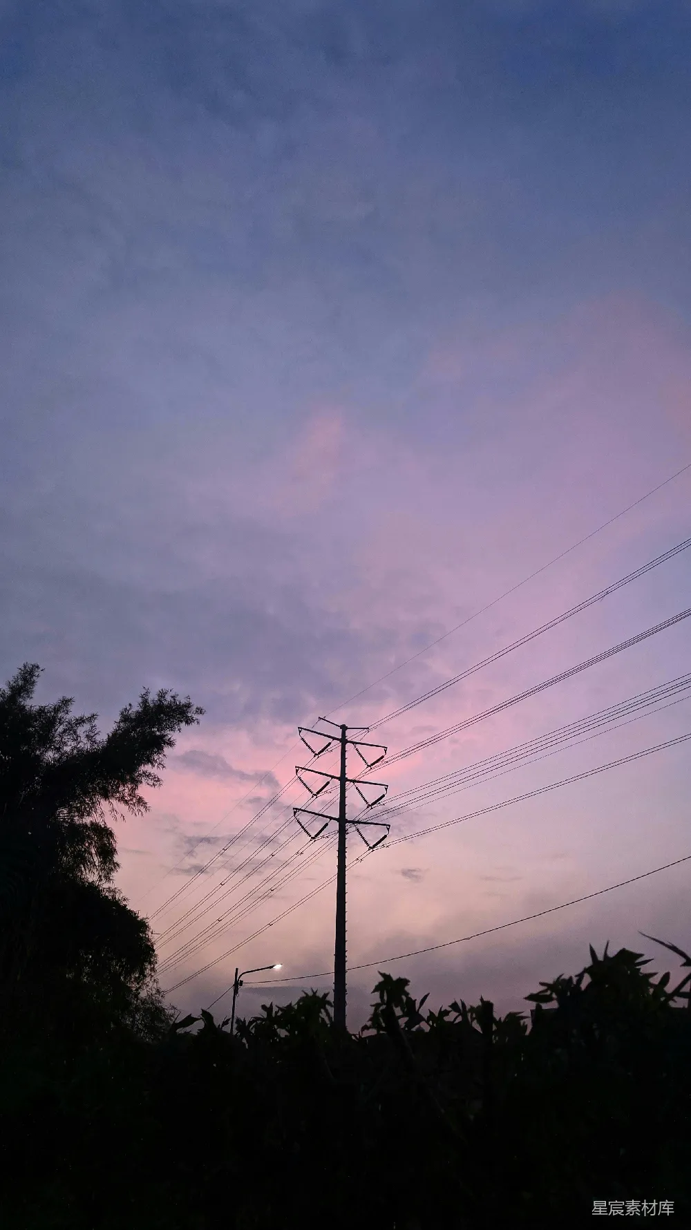 高清摄影 背景中有电线杆和蓝天。