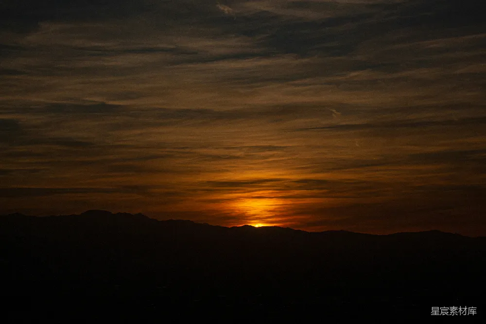高清摄影 夕阳下山的轮廓