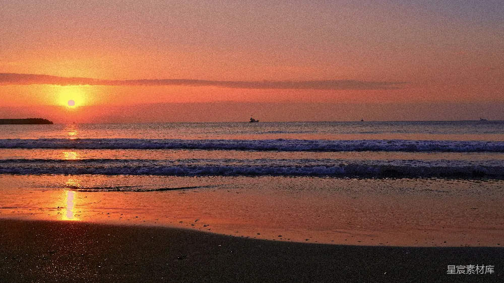 高清摄影 夕阳下的海滩