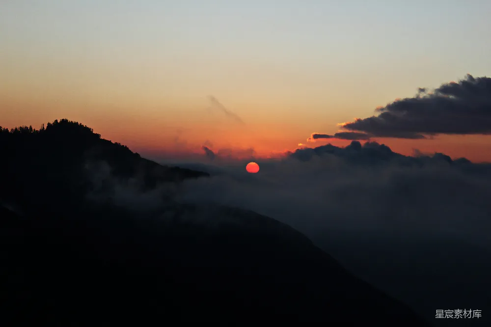 高清摄影 云海日落山影暮色风景