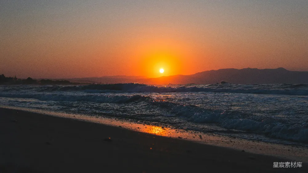 高清摄影 海滩的日落