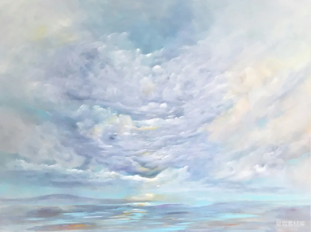 高清摄影 一幅天空中云朵密布的画作