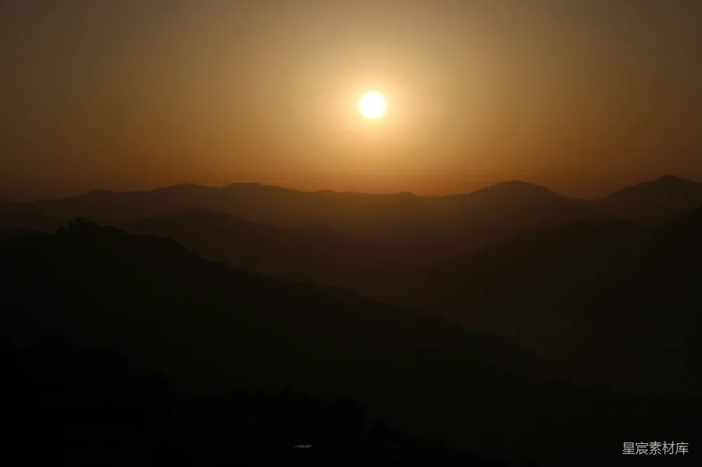 高清摄影 山间夕阳