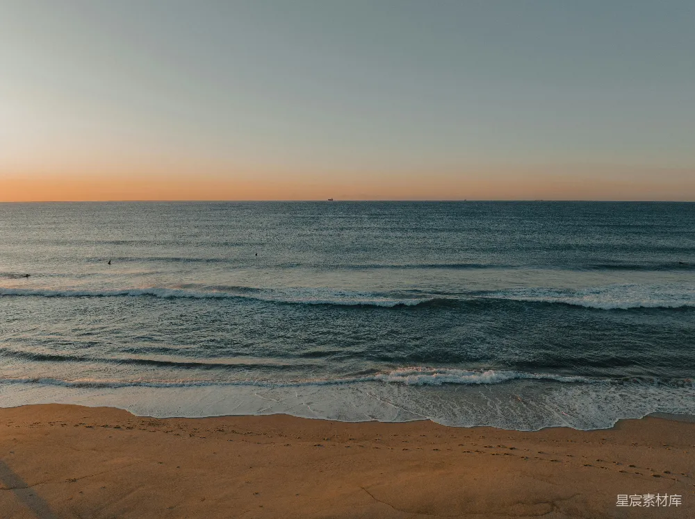 高清摄影 夕阳下海滩上的海景一览