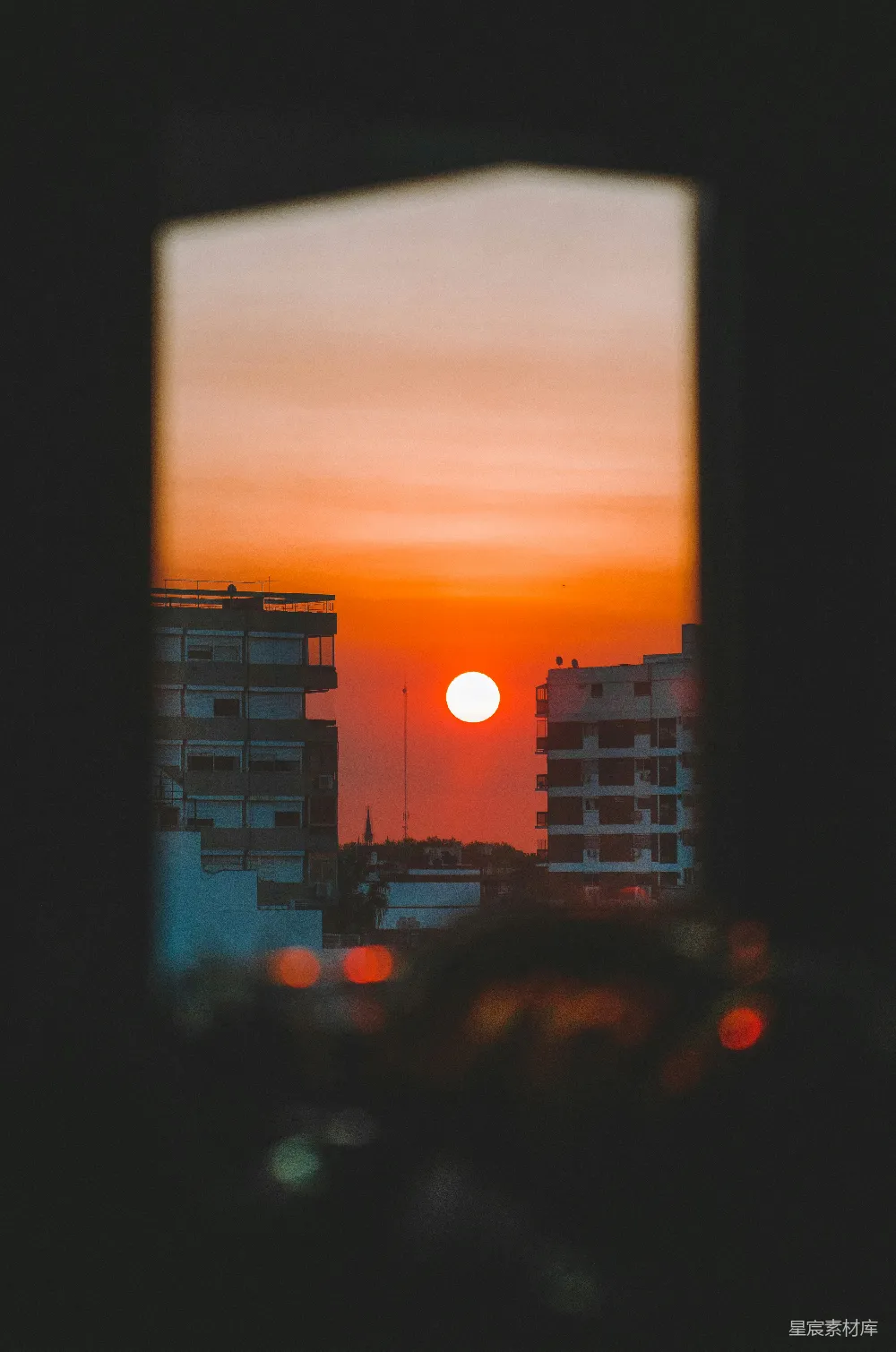 高清摄影  夕阳下的城市轮廓