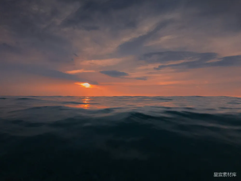 高清摄影 日落 horizon 中的 水体