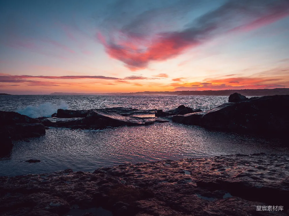 高清摄影 夕阳下的沙滩美景