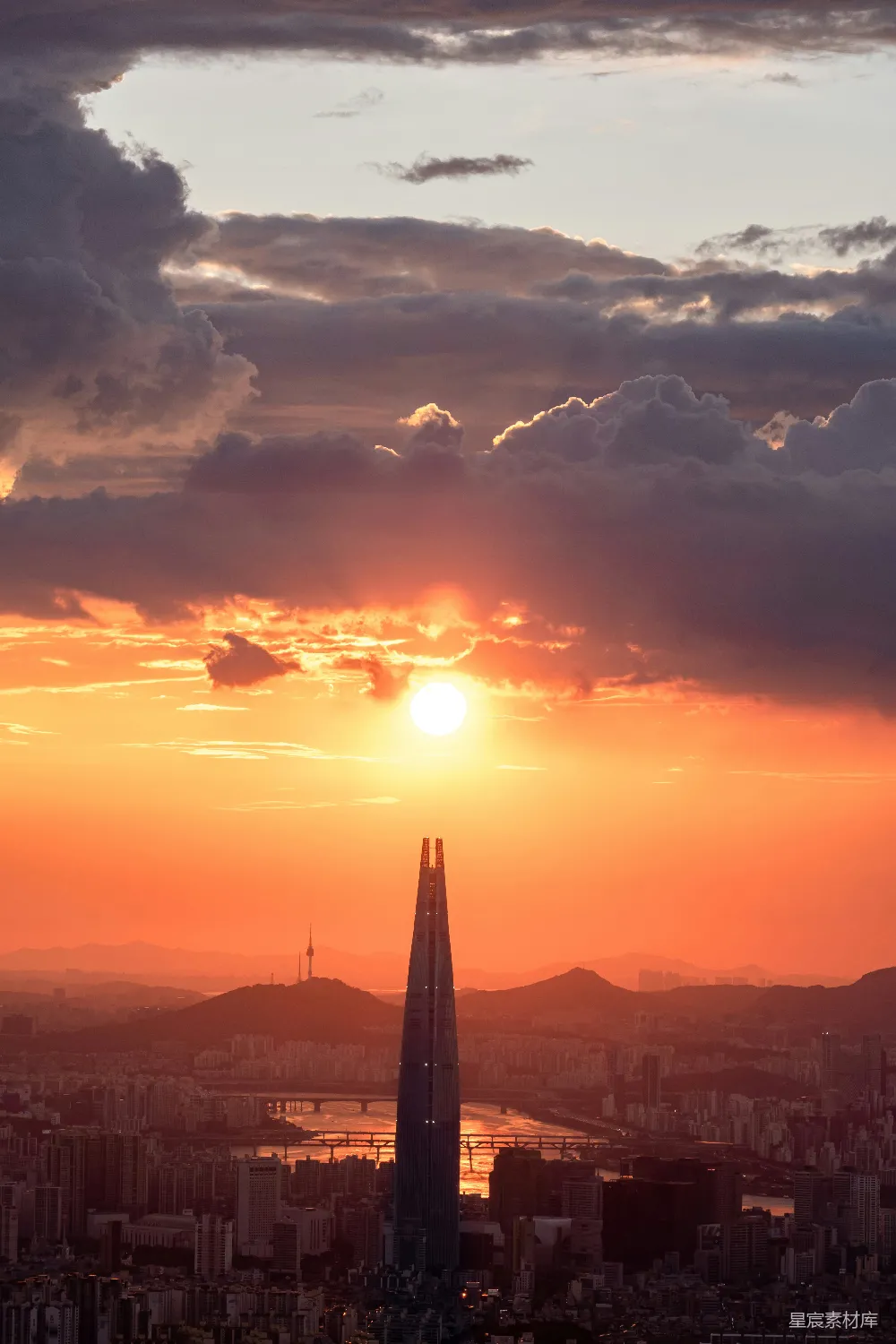 高清摄影 夕阳下的城市景色