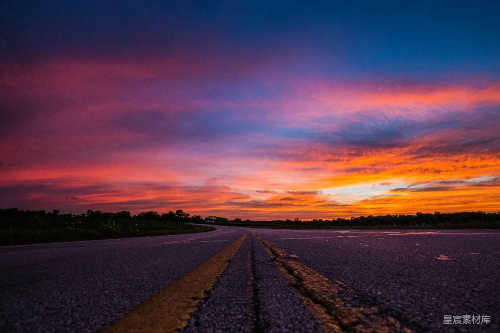 高清摄影 夕阳下的道路