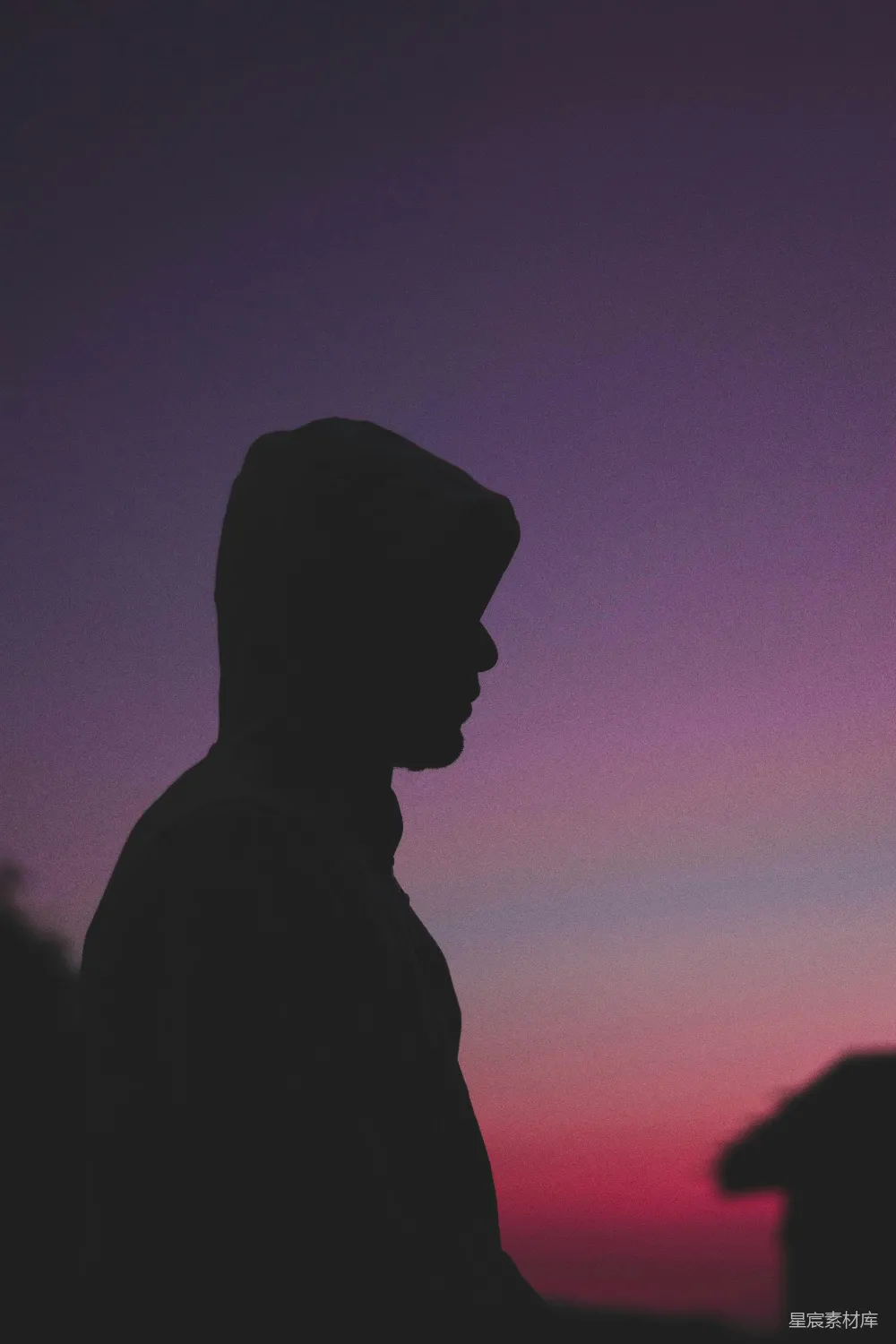 高清摄影 夕阳下人的轮廓影子