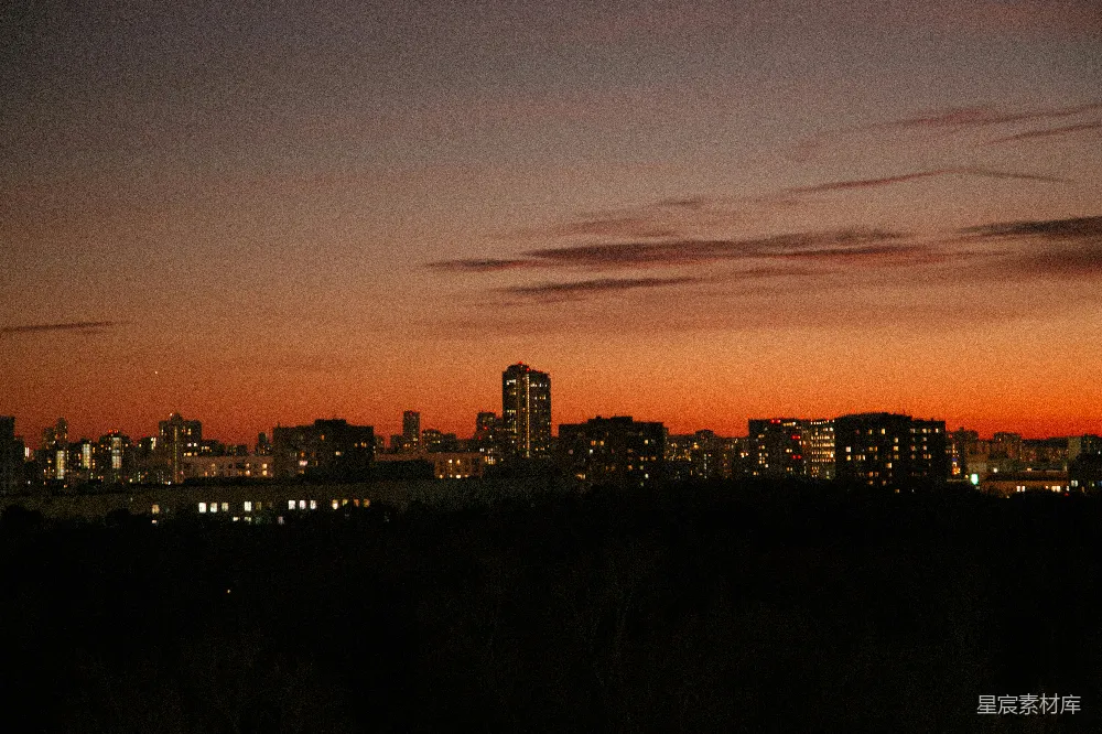 高清摄影 从山顶看夜晚的城市景色