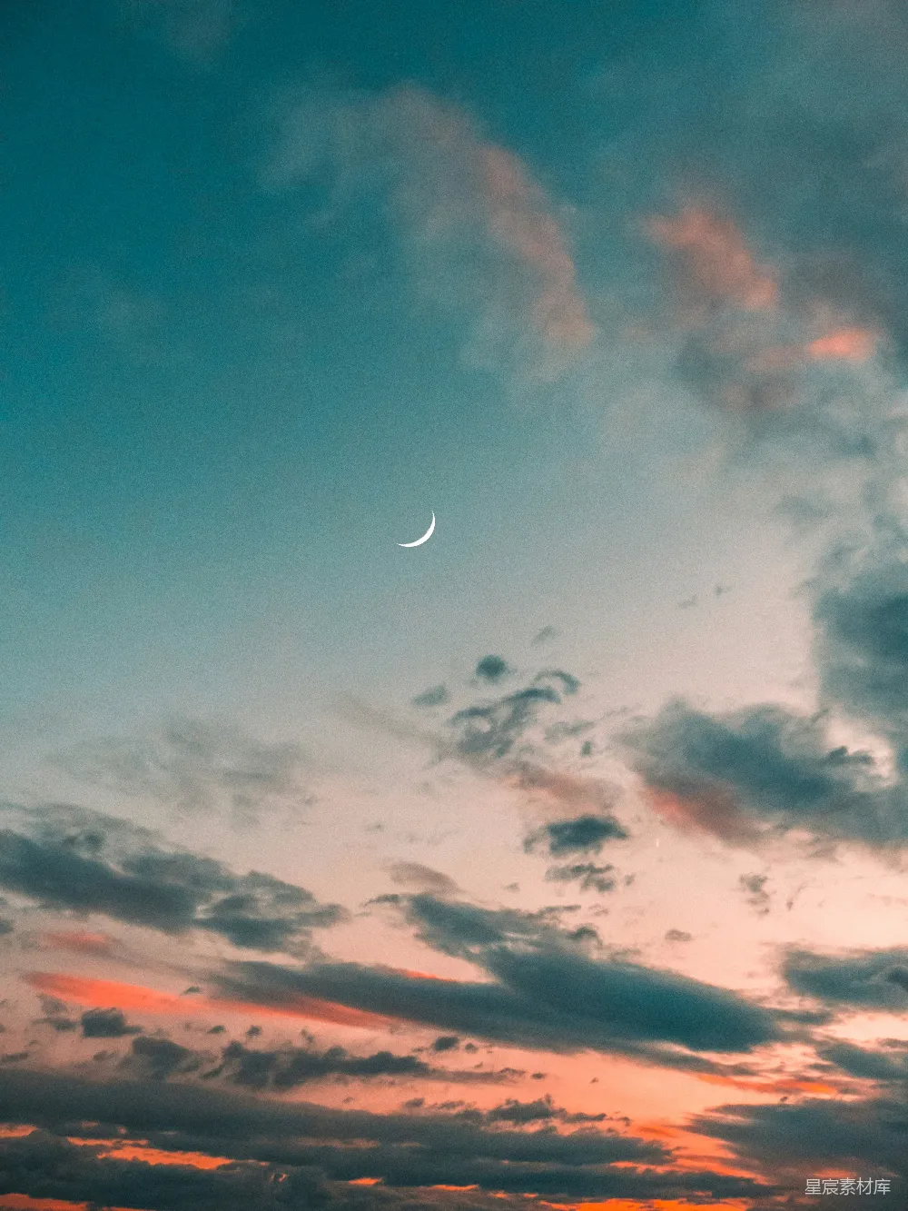 高清摄影 绿色和橙色的天空