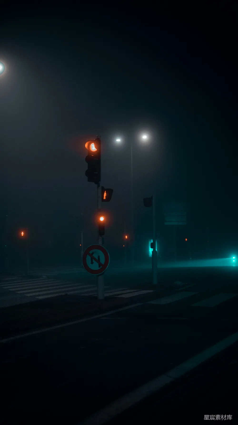 高清摄影 夜晚的红绿灯
